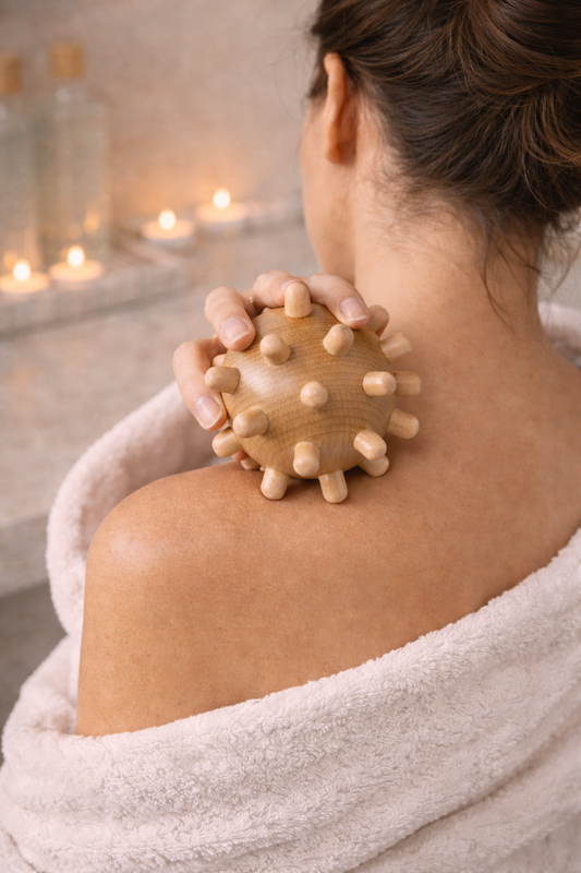 Massageball aus Lotusholz – Natürliche Entspannung für Hand & Körper