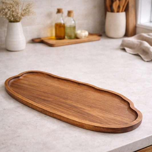 Holz-Serviertablett – Natürliches Design für Küche & Tisch