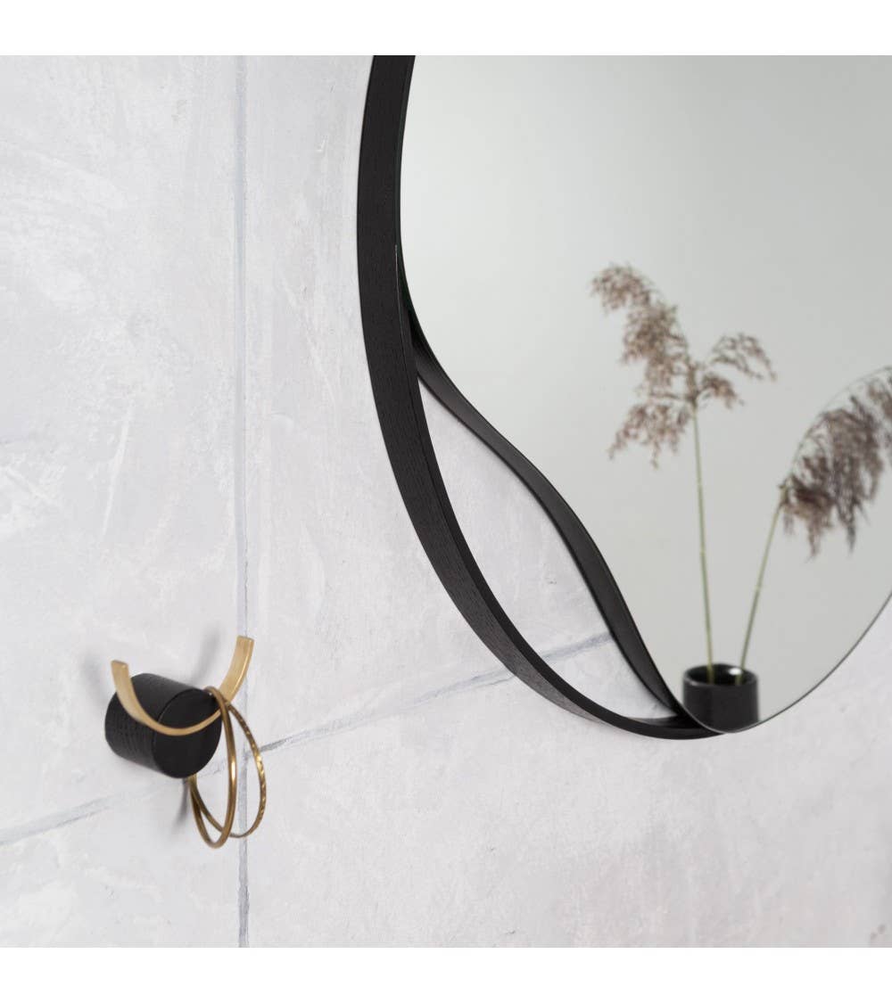 Schwarzer Wandhaken DEER – Massives Holz & Messing, 2 Größen