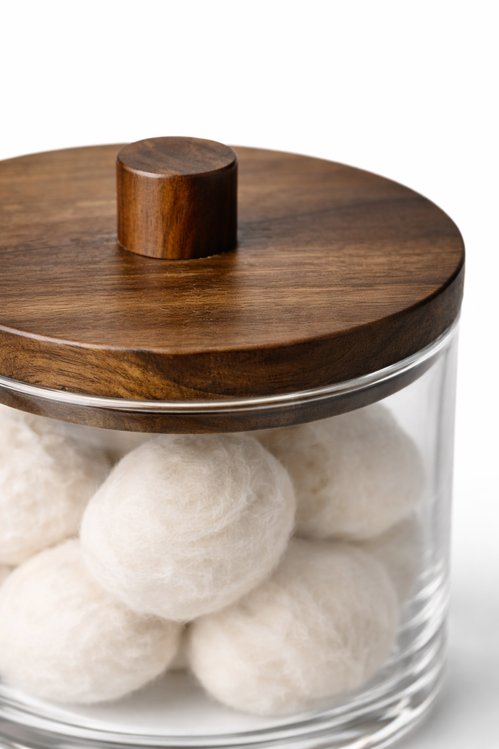 Glas-Organizer Set mit Holzdeckel – Zeitlose Ordnung fürs Bad