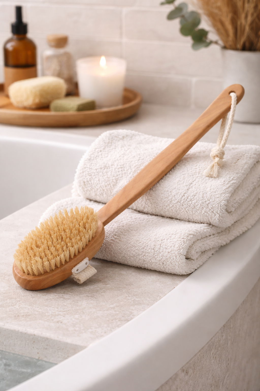 Körperbürste Luxus Spa aus Holz mit Naturborsten