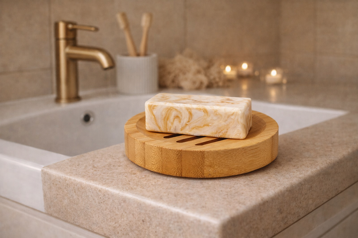 Seifenschale aus Bambus, rund Spa Wellness Naturseife