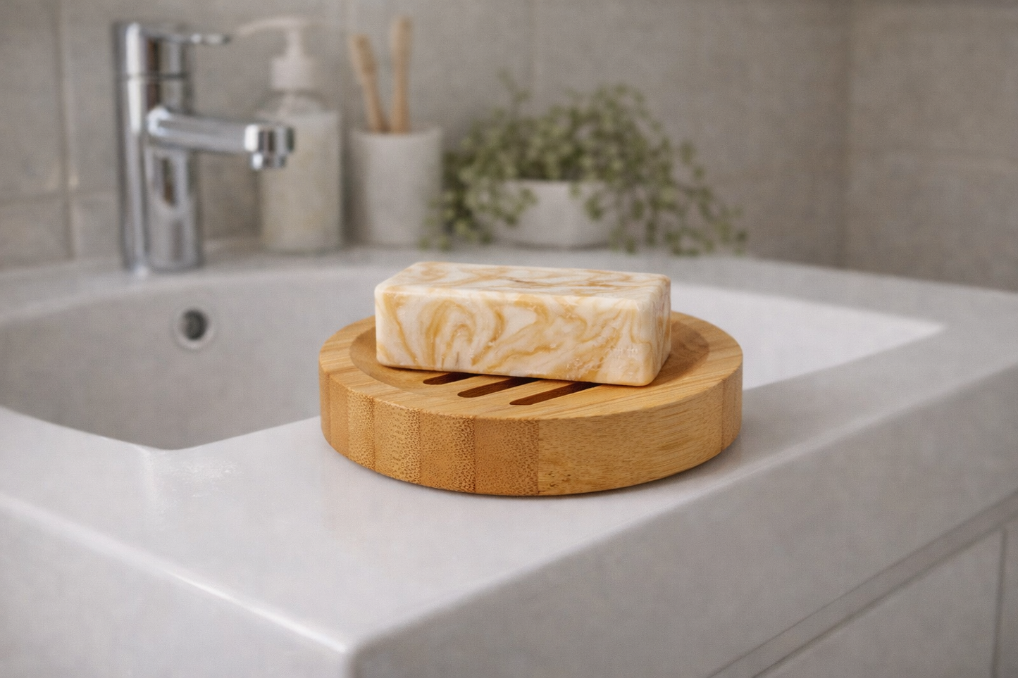 Seifenschale aus Bambus, rund Spa Wellness Naturseife