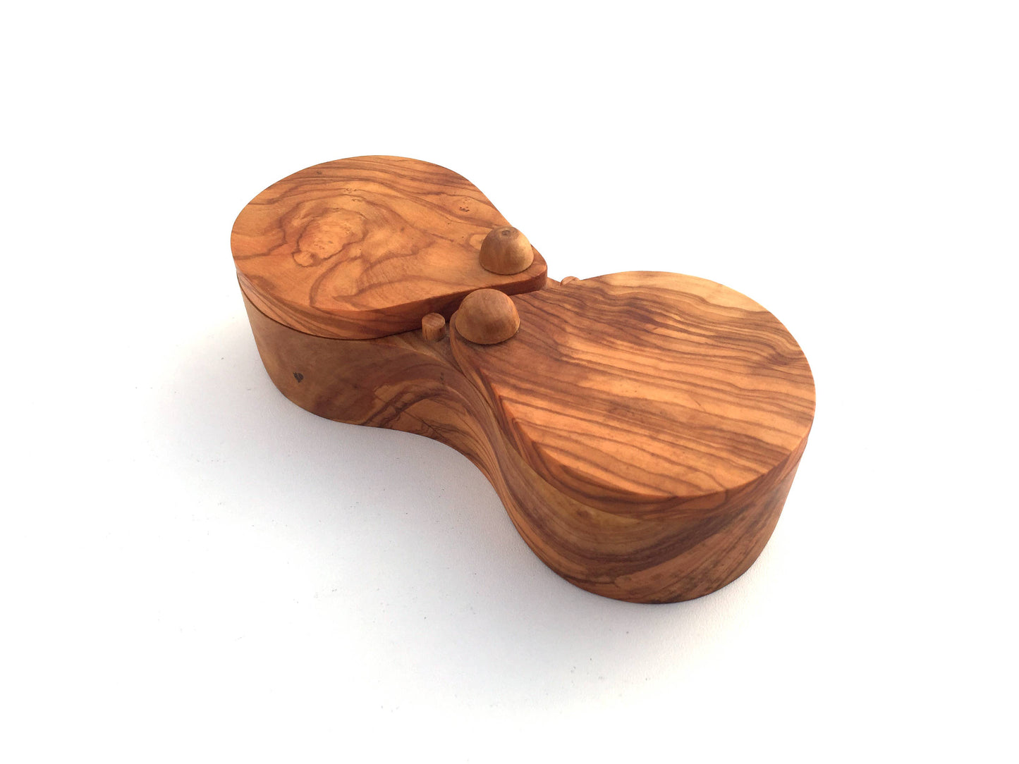 Gewürzdose aus Olivenholz – 2 Fächer für Salz & Pfeffer