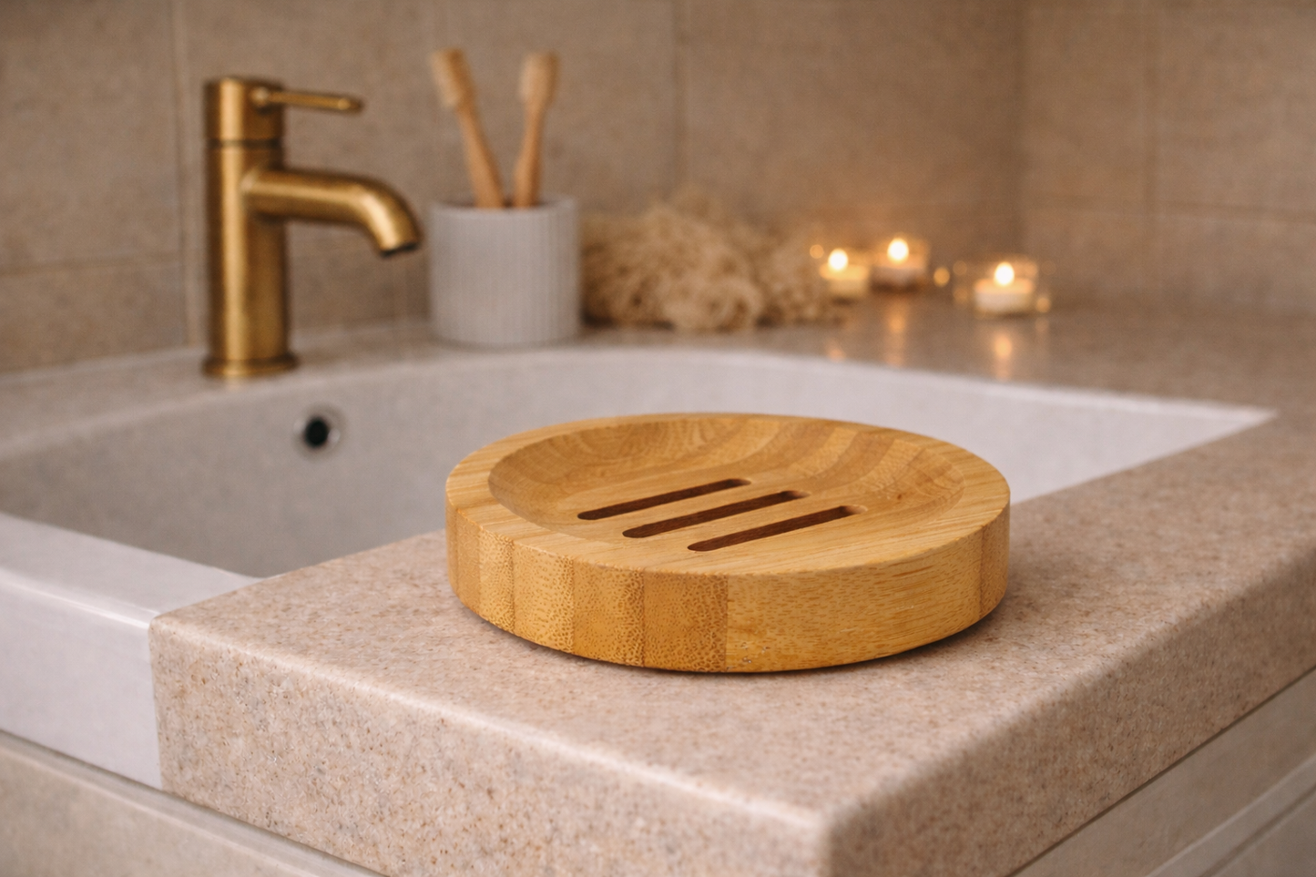 Seifenschale aus Bambus, rund Spa Wellness Naturseife