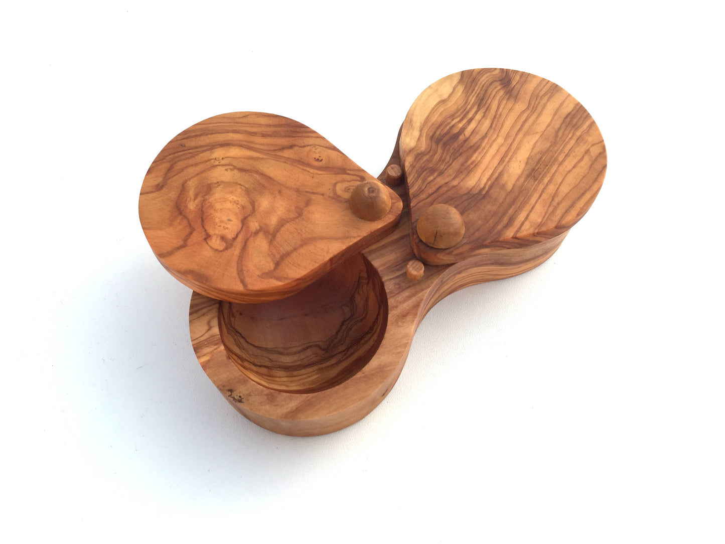 Gewürzdose aus Olivenholz – 2 Fächer für Salz & Pfeffer