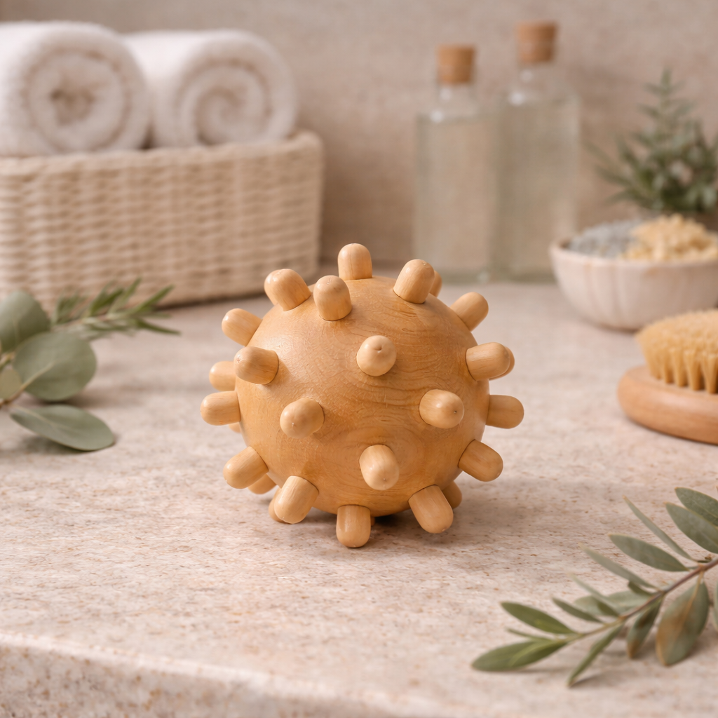 Massageball aus Lotusholz – Natürliche Entspannung für Hand & Körper