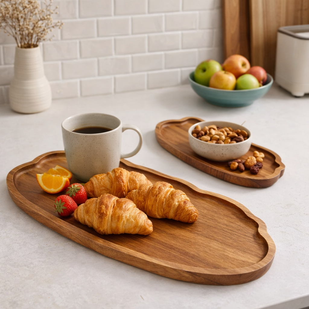 Holz-Serviertablett – Natürliches Design für Küche & Tisch