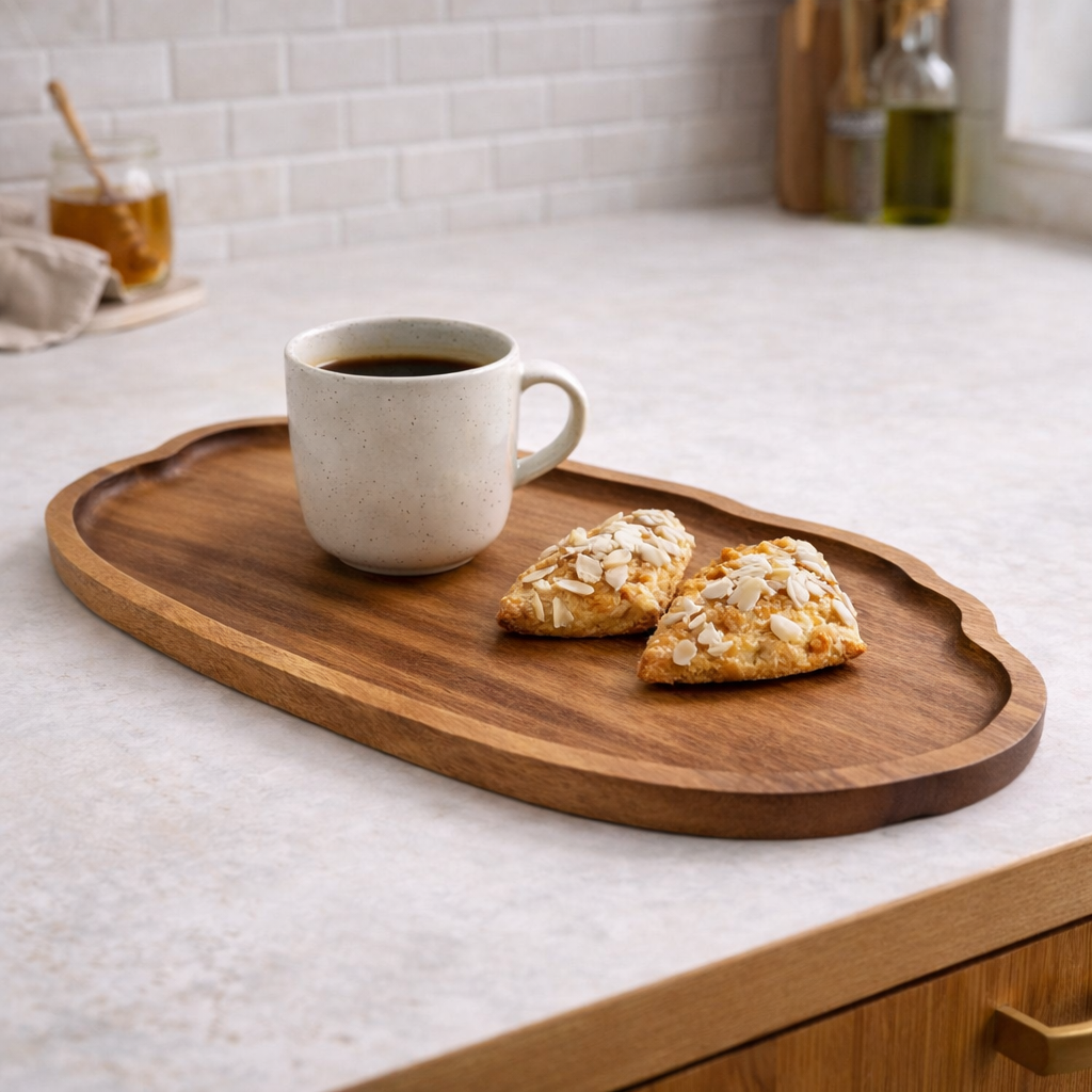 Holz-Serviertablett – Natürliches Design für Küche & Tisch
