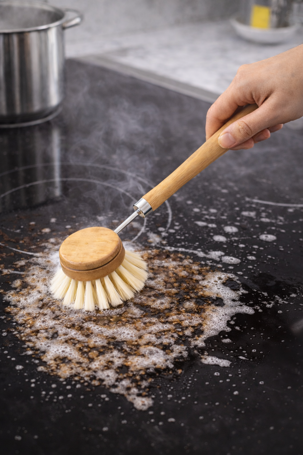 Bambus Spülbürste mit Griff – Nachhaltige Küchenbürste für Geschirr & Oberflächen