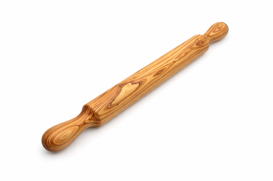 Teigroller aus Olivenholz mit zwei Griffen – handgefertigt