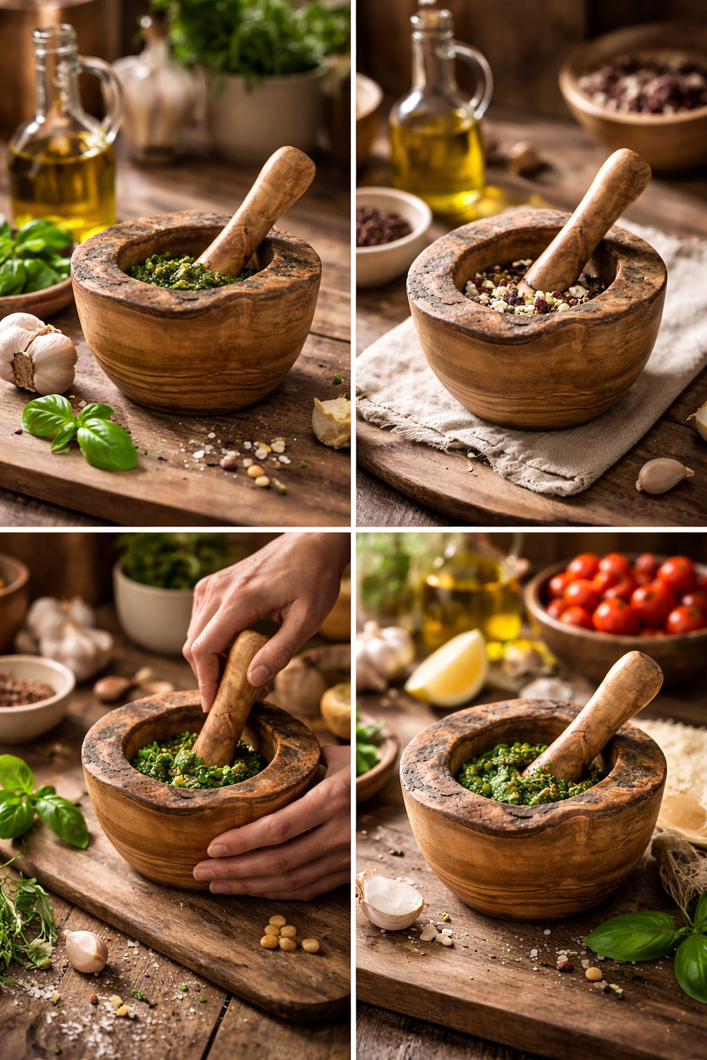 Handgefertigter Mörser aus Olivenholz