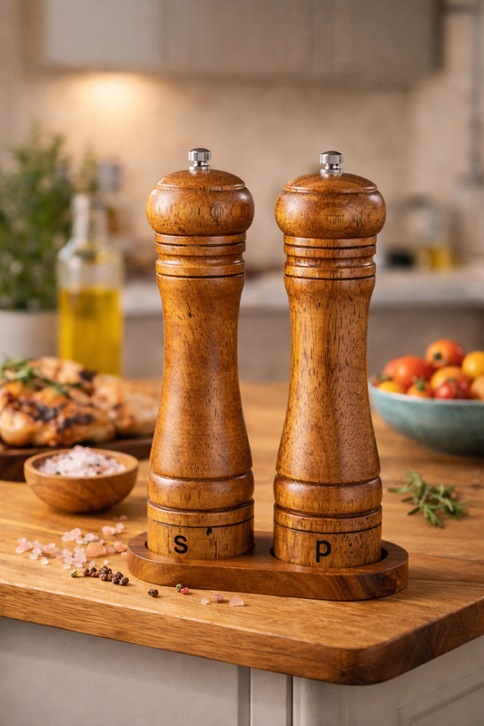 Salz- & Pfeffermühlen Set aus Massivholz (2-teilig)
