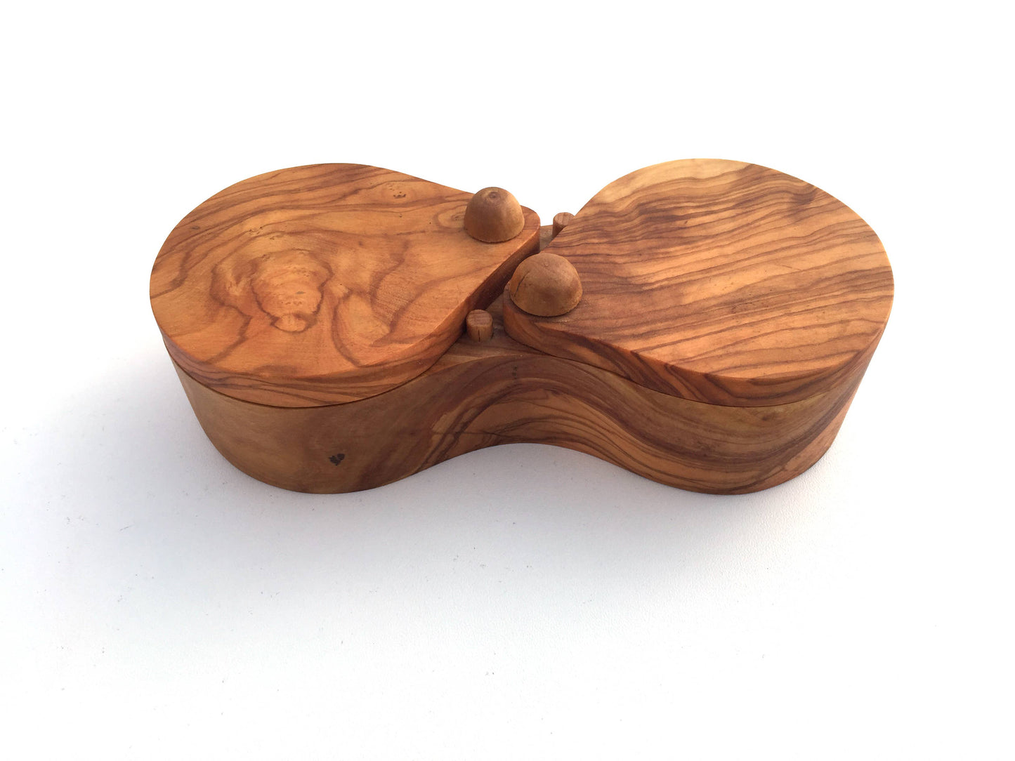 Gewürzdose aus Olivenholz – 2 Fächer für Salz & Pfeffer